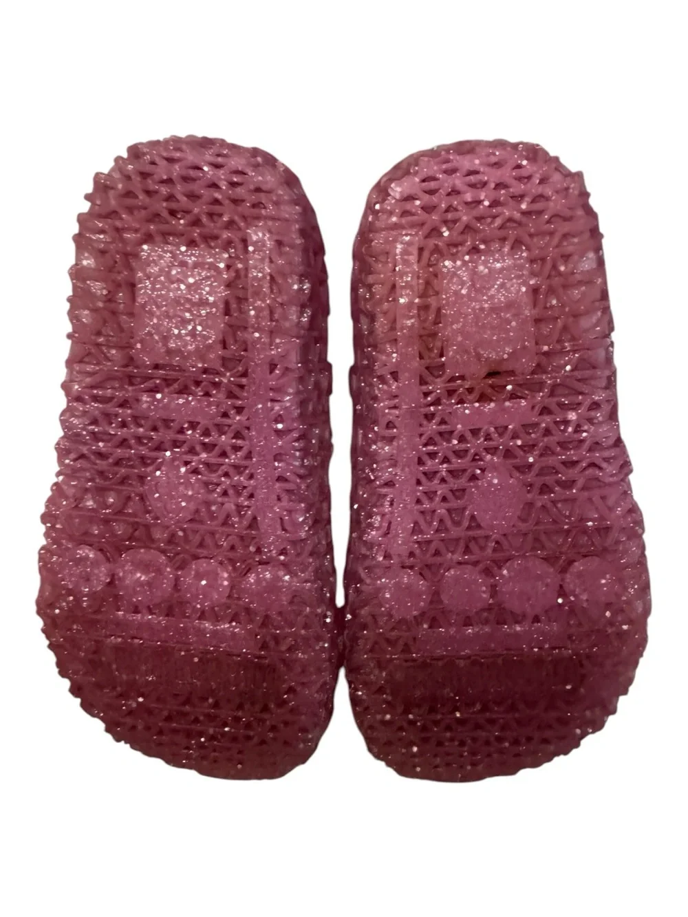 Mini Melissa Campana Zig Zag Pink Glitter Mary Jane Jelly Shoes Size 6